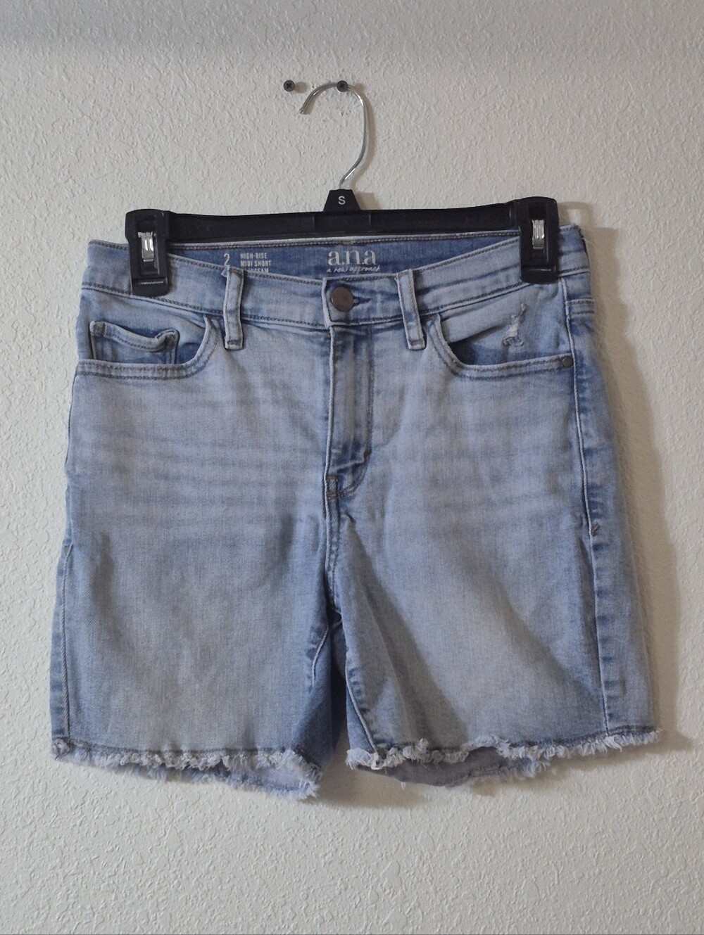 a.n.a Light Blue Frayed Hem Denim Shorts